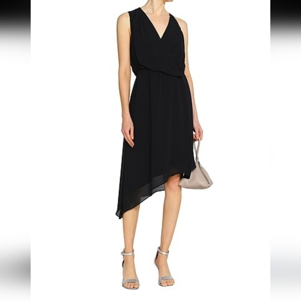Haute Hippie Black‎ Asymmetrical Wrap Midi Dress Open Back Sleeveless Small